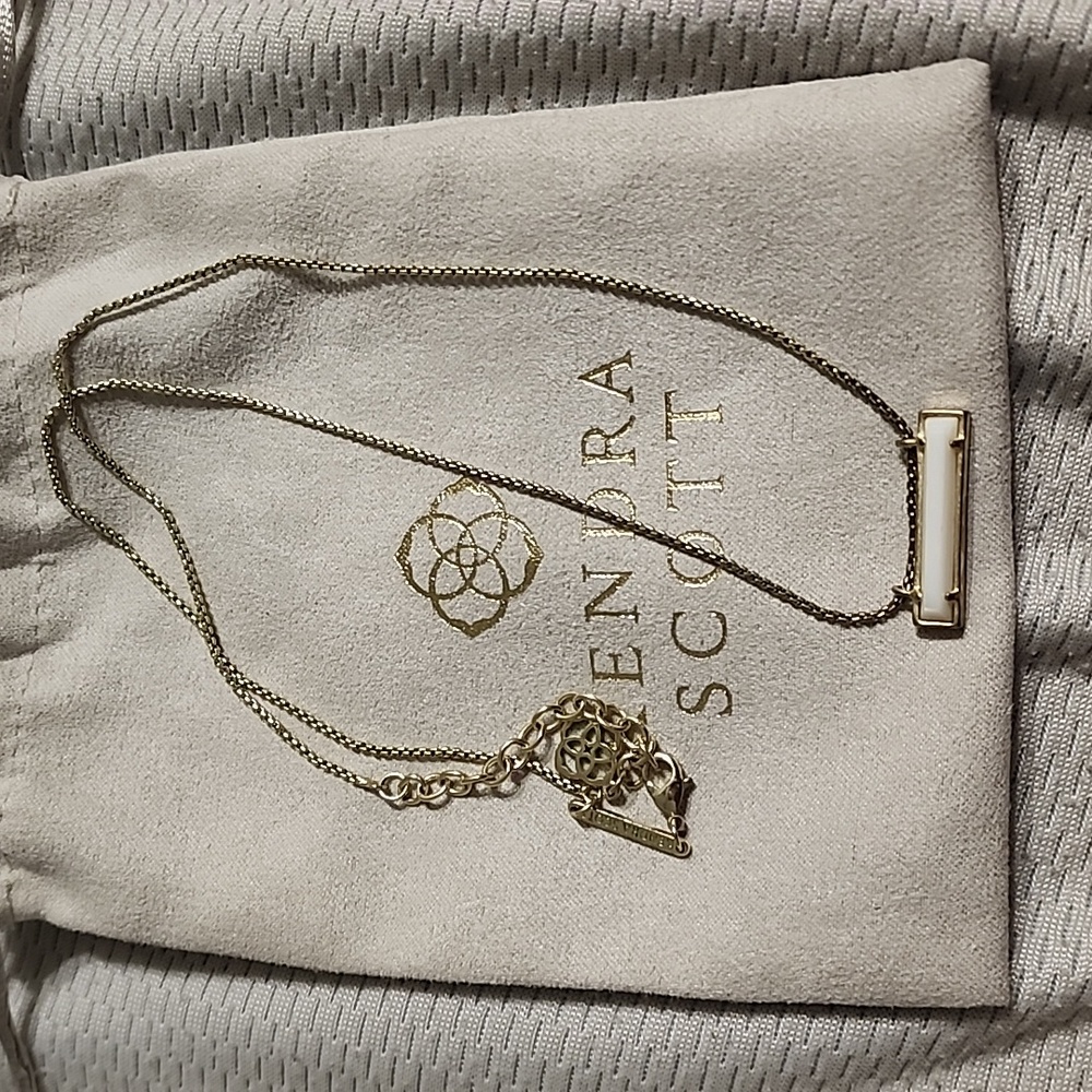 Kendra Scott Gold Necklace with White Stone